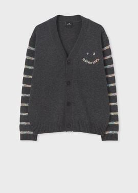 "Happy" スペースダイボーダー Vネックカーディガン