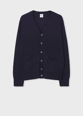 Paul smith コントラストカラーカーディガン　紺　L スムースカーデ スポーツストライプ Vネックカーディガン（252409488Z