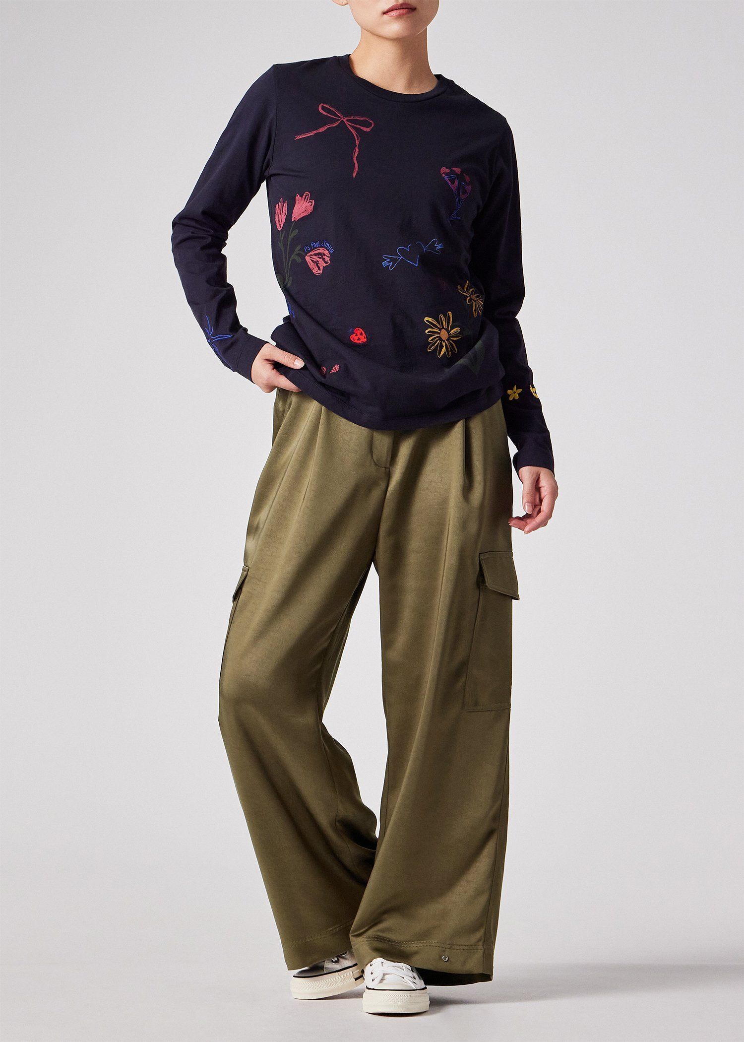 ウィメンズ サテン ミリタリー カーゴパンツ