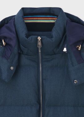 ポールスミス　ダウンジャケット　カシミヤ　ウール　Lサイズ ウールフランネル ダウンジャケット（ダークブルー） ｜ポール・スミス