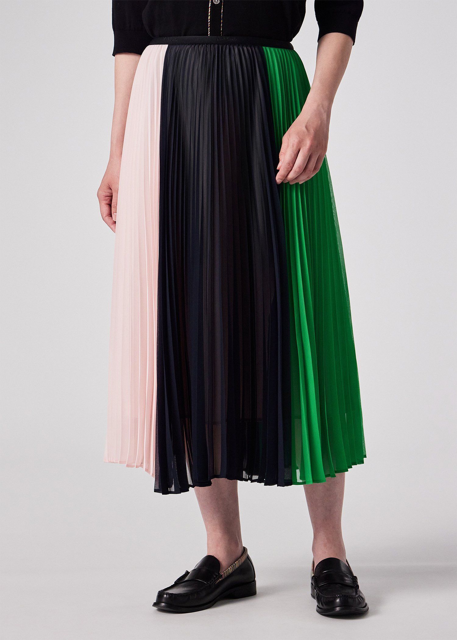 ウィメンズ ブロッキング プリーツ スカート