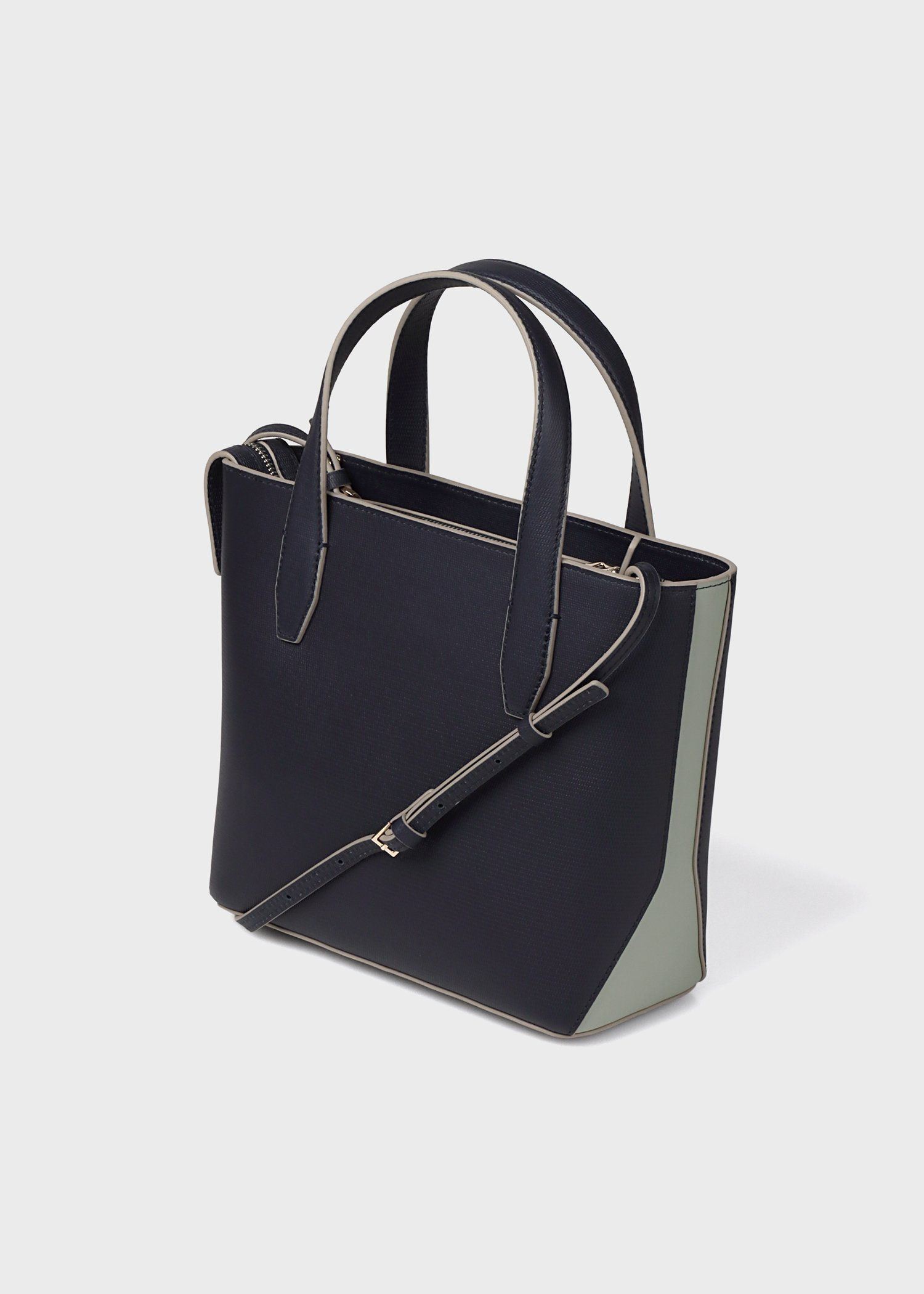 カラーブロックレザー ハンドバッグ