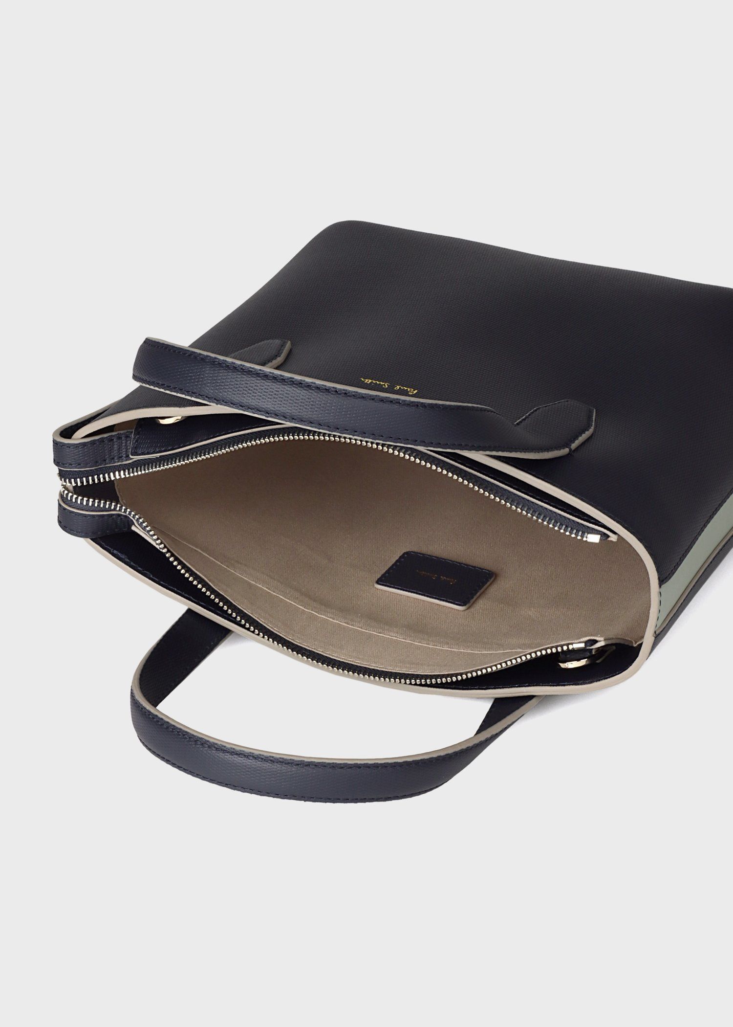 カラーブロックレザー ハンドバッグ