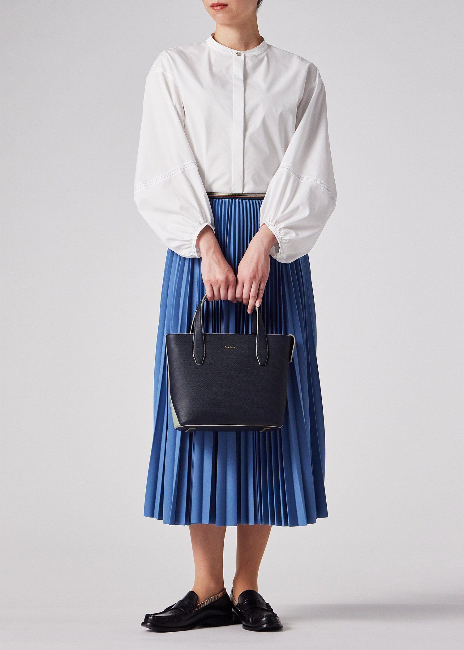 カラーブロックレザー ハンドバッグ