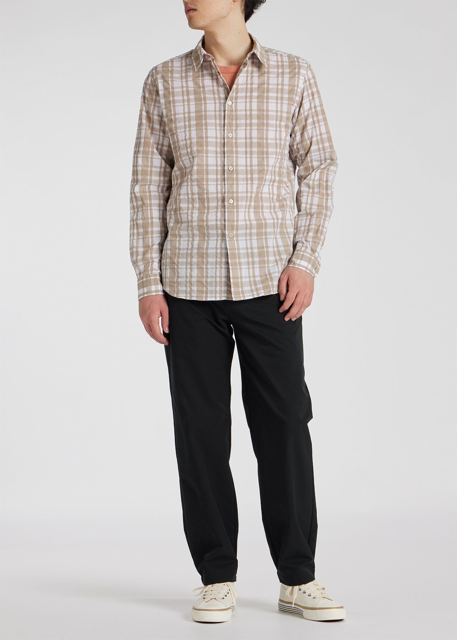 シアサッカー チェックシャツ