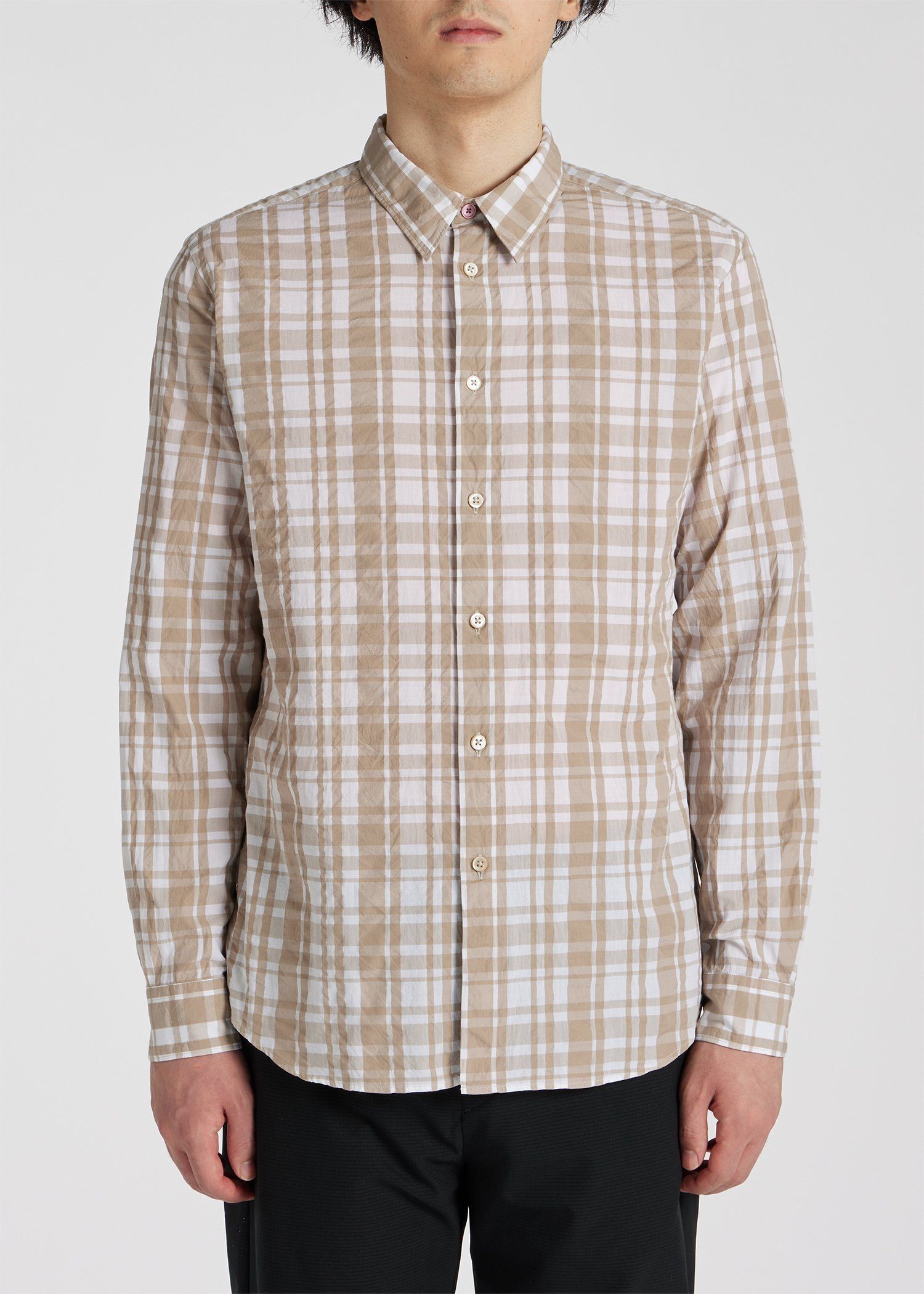 シアサッカー チェックシャツ