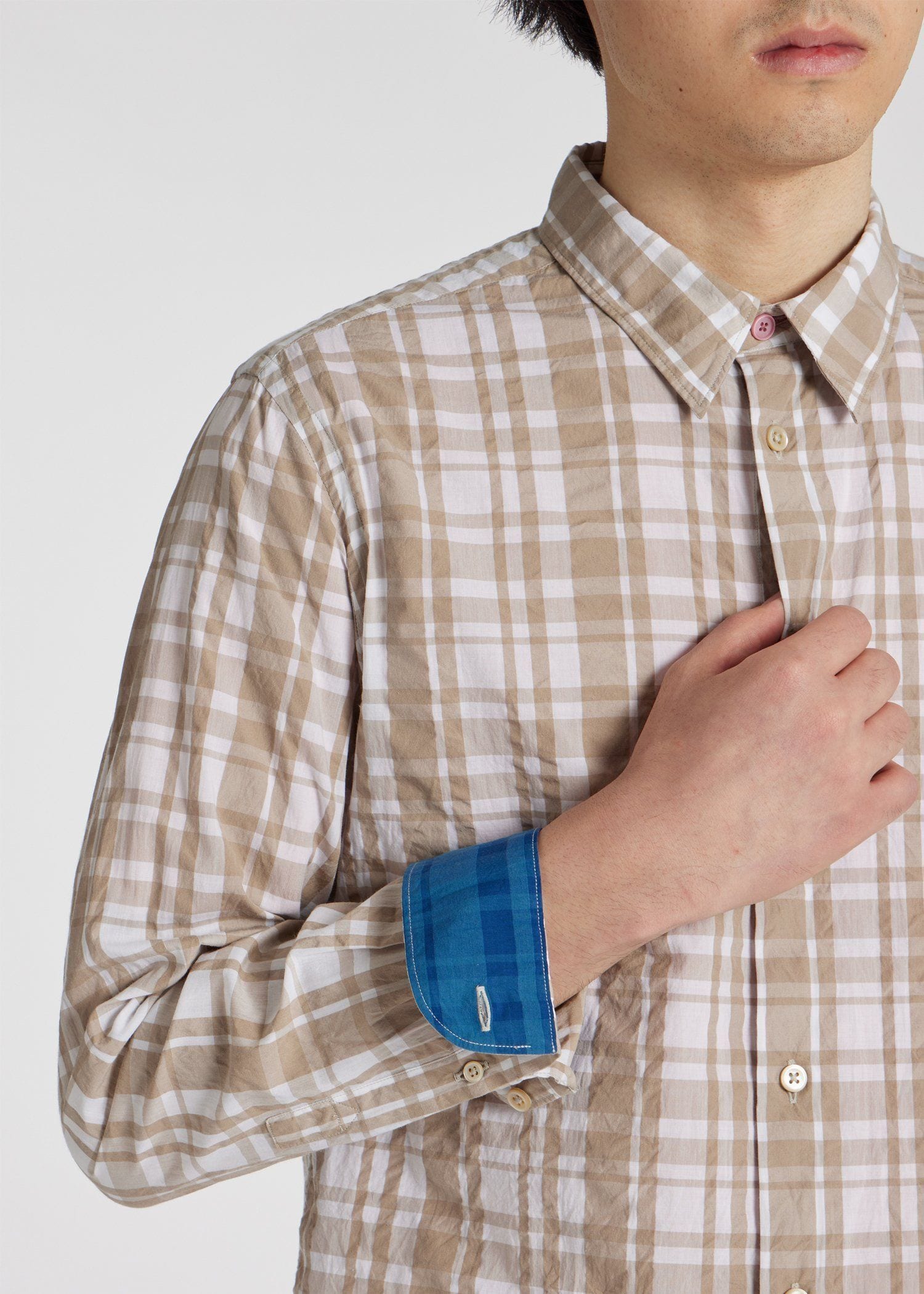 シアサッカー チェックシャツ