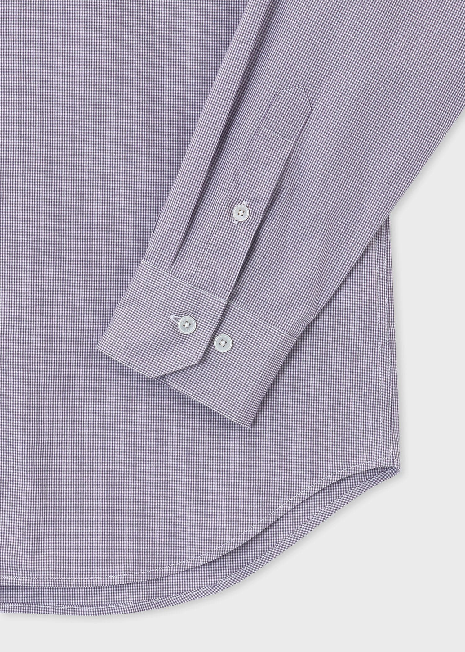 マイクロチェック イタリアンカラーシャツ