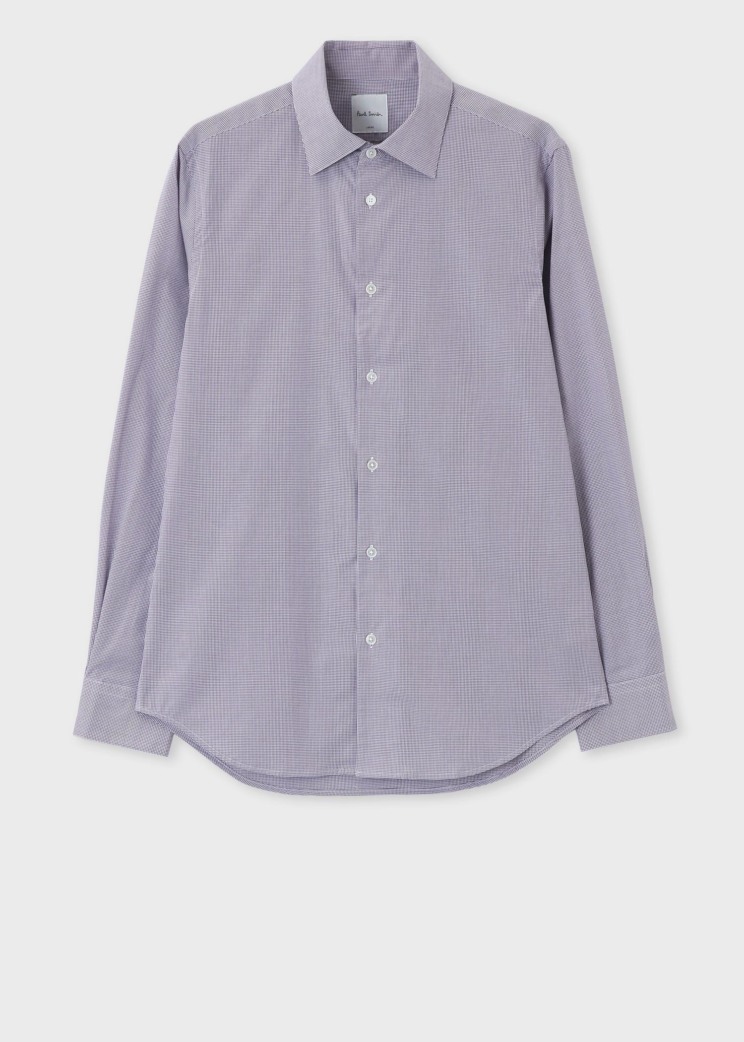 マイクロチェック イタリアンカラーシャツ