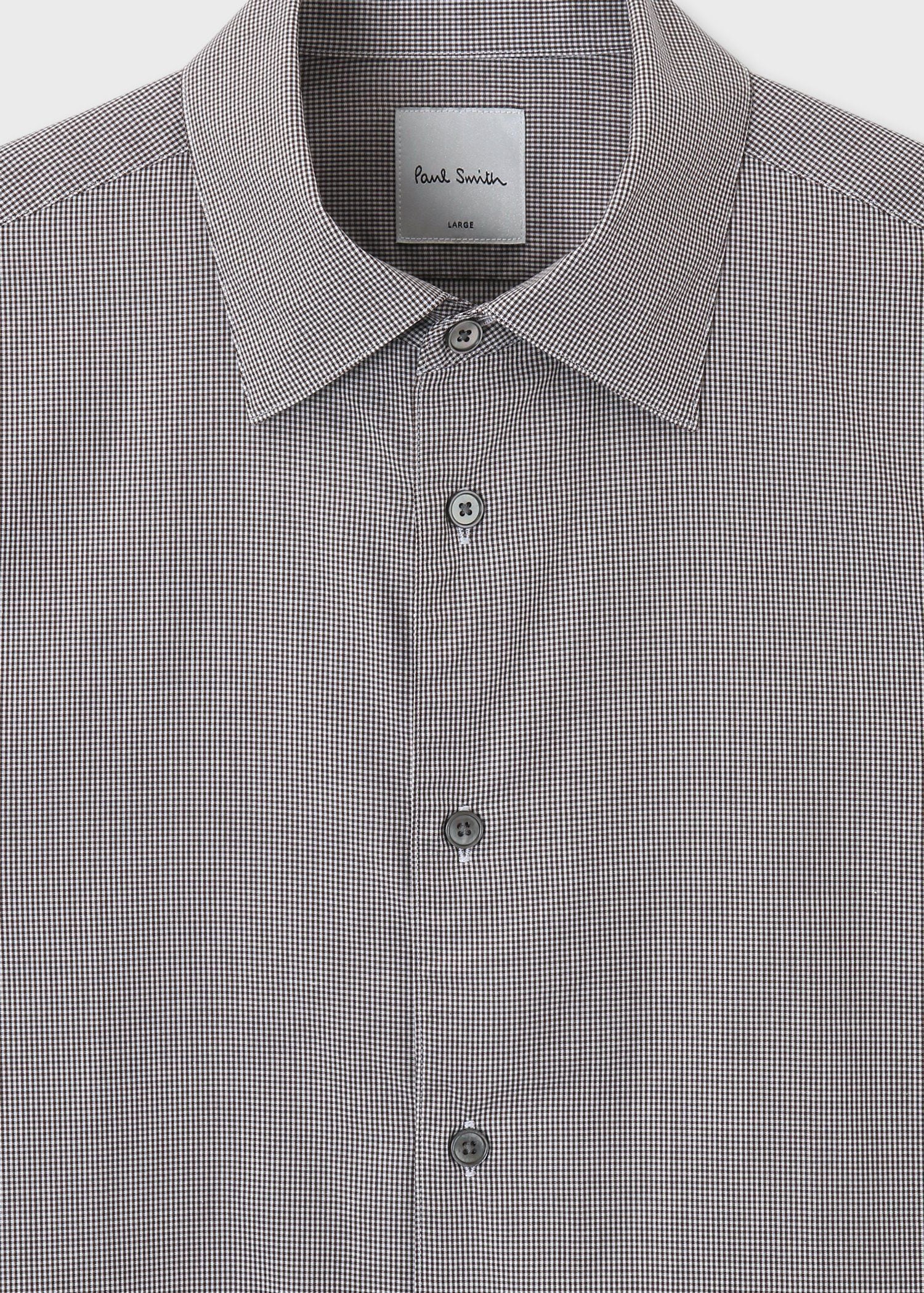 マイクロチェック イタリアンカラーシャツ