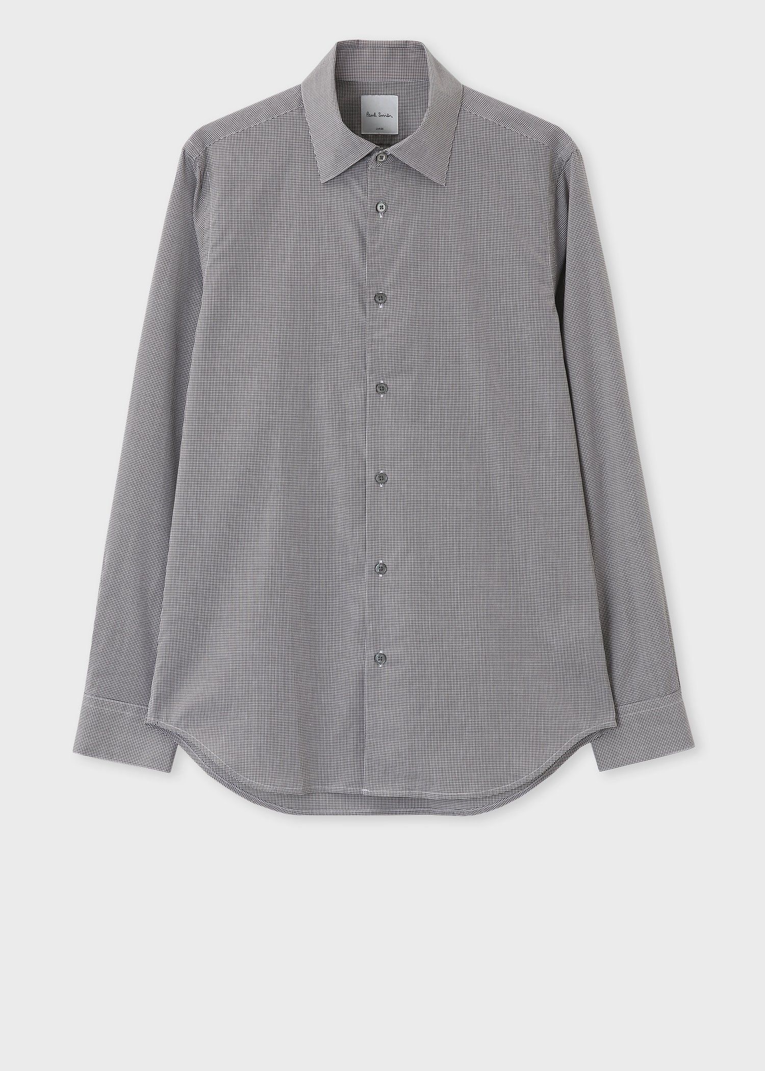 マイクロチェック イタリアンカラーシャツ