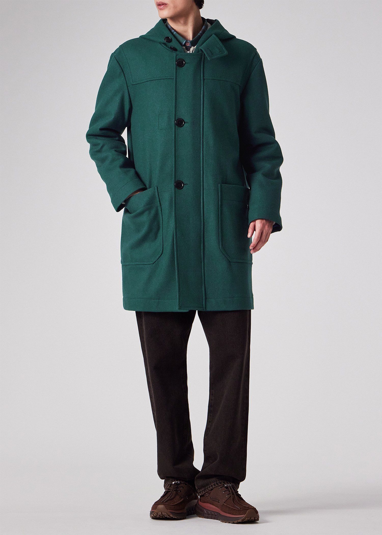 ブラッシュドメルトンツイル フーデッドコート