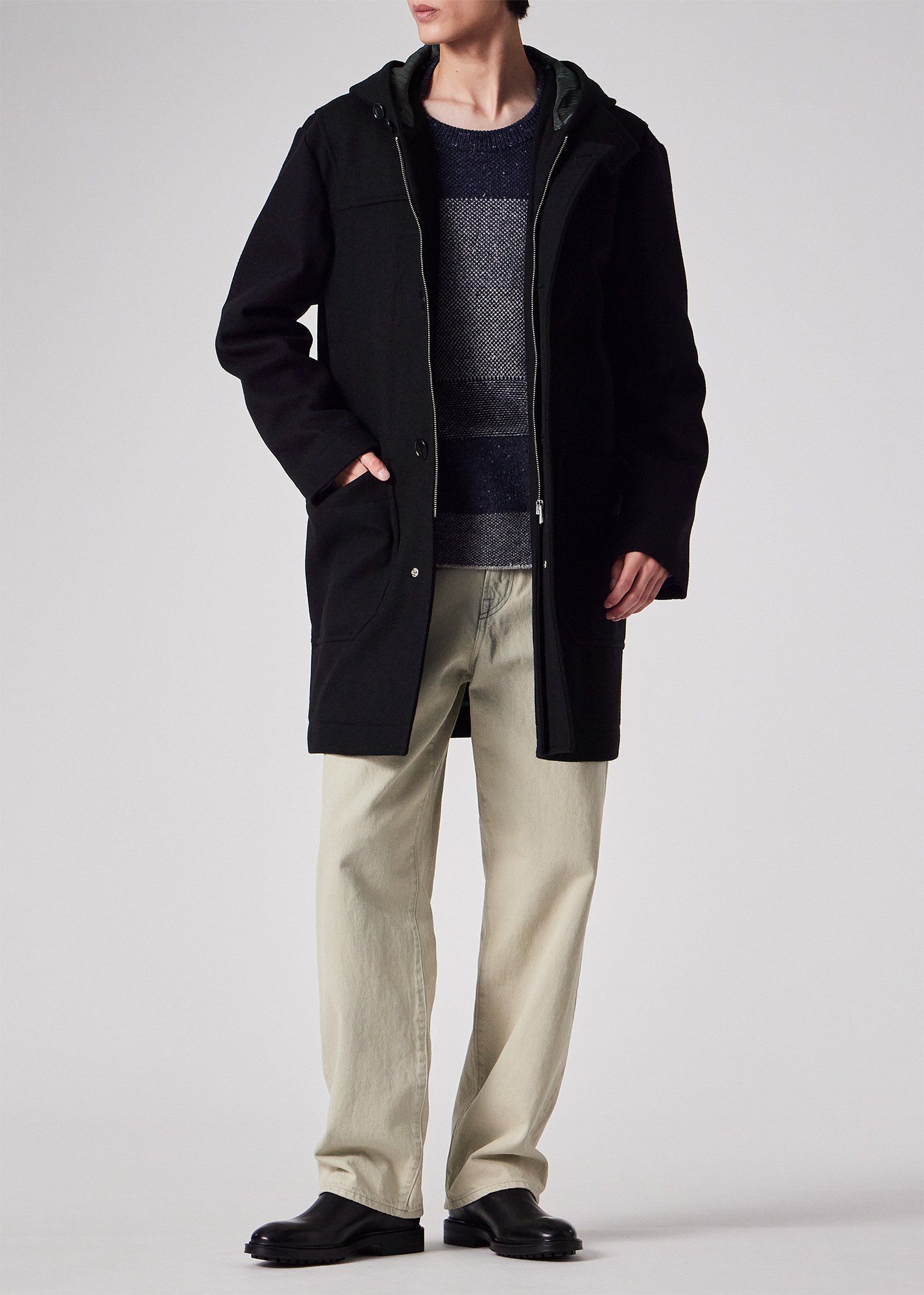 ブラッシュドメルトンツイル フーデッドコート