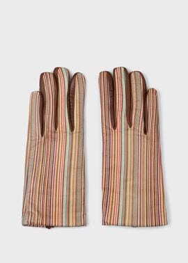 ウィメンズ "Signature Stripe" レザーグローブ