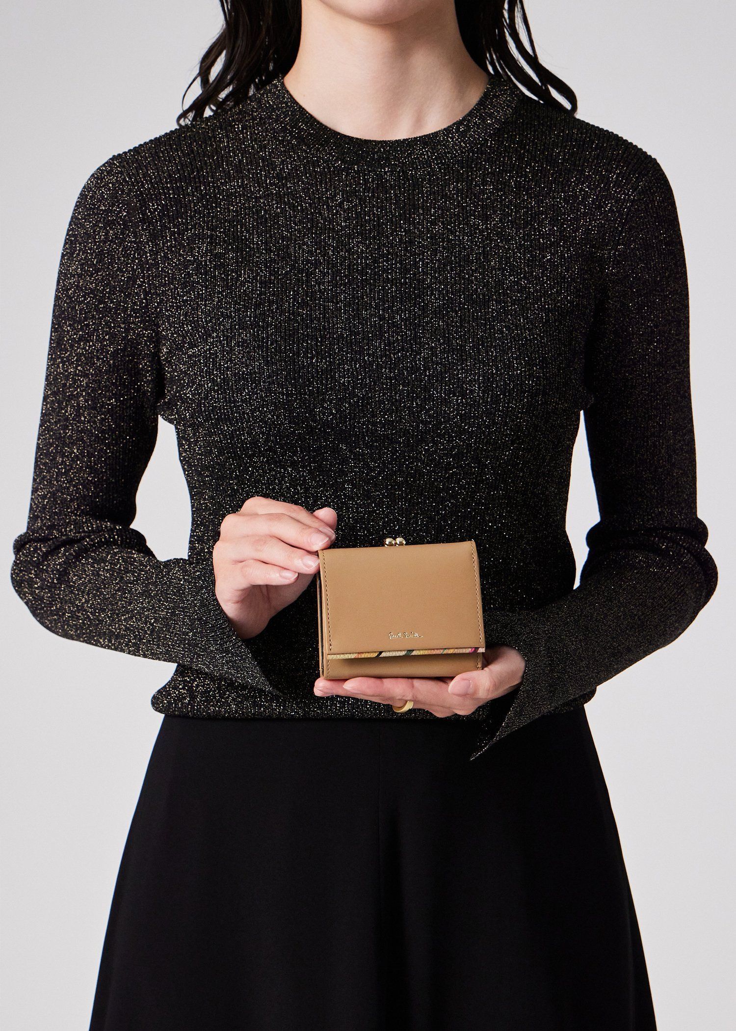 【新品】ポールスミス 三つ折財布 スワールトリム がま口 ラズベリー マルチ Newスワールトリム がま口3つ折り財布（555419W130