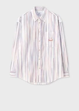 "Happy" スペースダイストライプ カジュアルシャツ