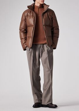 シープスキン レザーダウンジャケット（ブラウン） ｜ポール・スミス