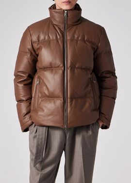 シープスキン レザーダウンジャケット（ブラウン） ｜ポール・スミス