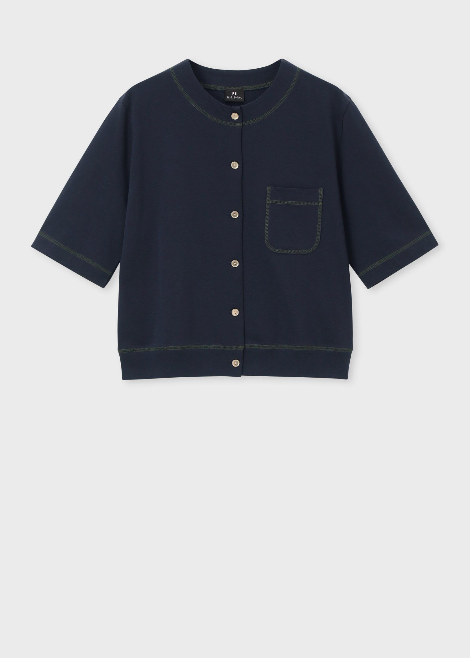 ウィメンズ コットン ジャージー カーディガン（ネイビー） ｜ポール