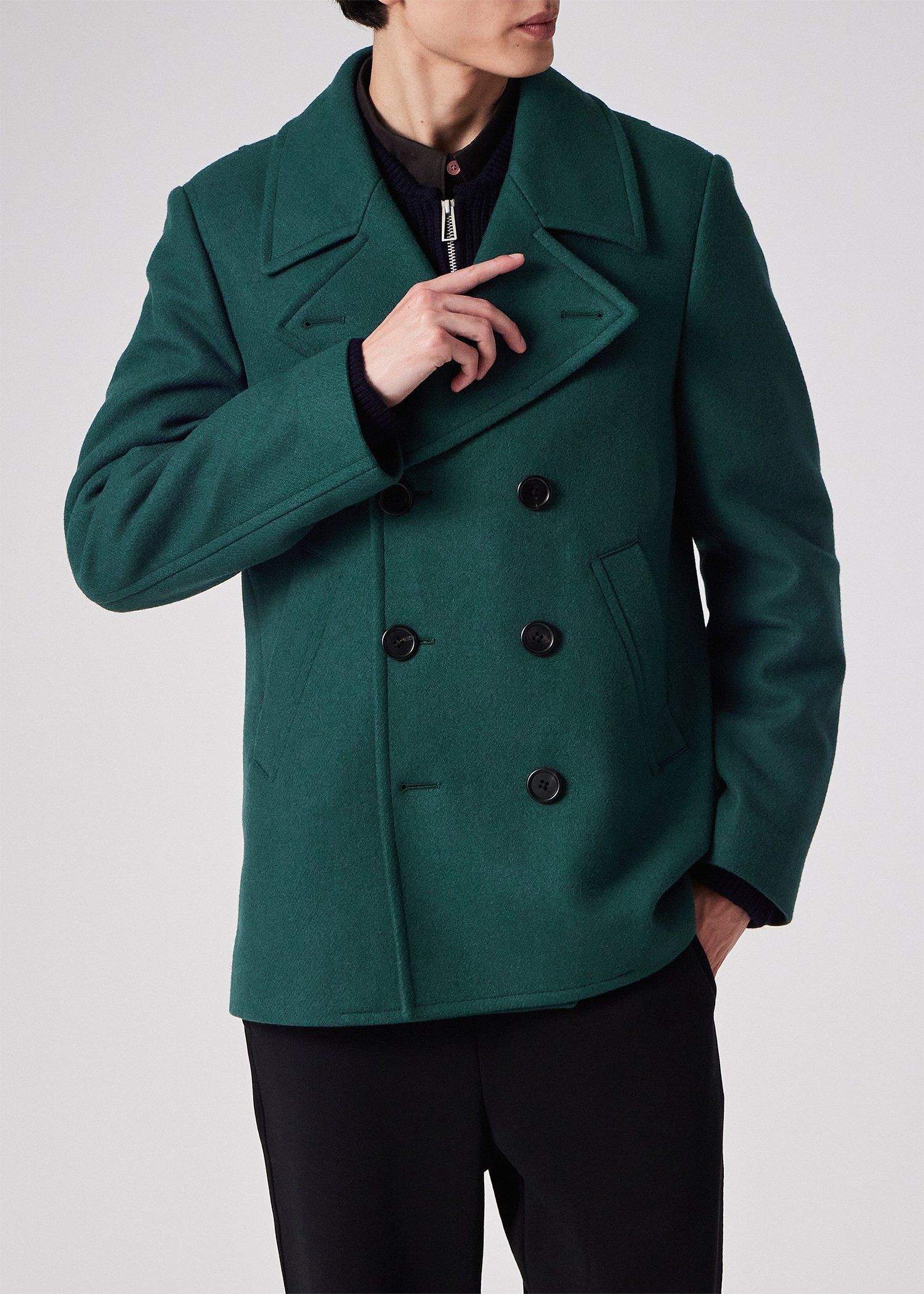 ブラッシュドメルトンツイル ピーコート（ブルーグリーン） ｜ポール