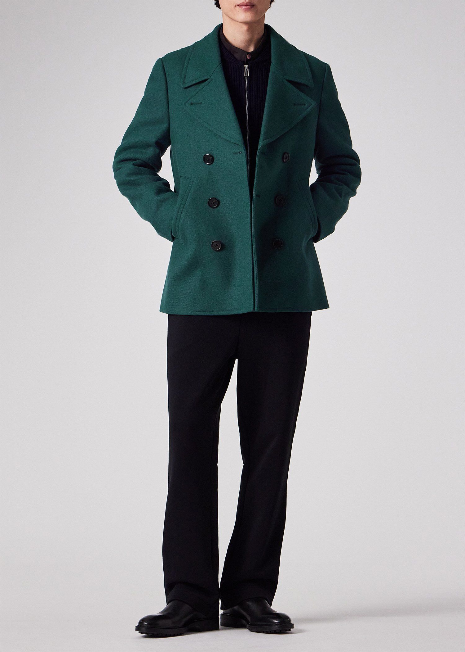 ブラッシュドメルトンツイル ピーコート（ブルーグリーン） ｜ポール