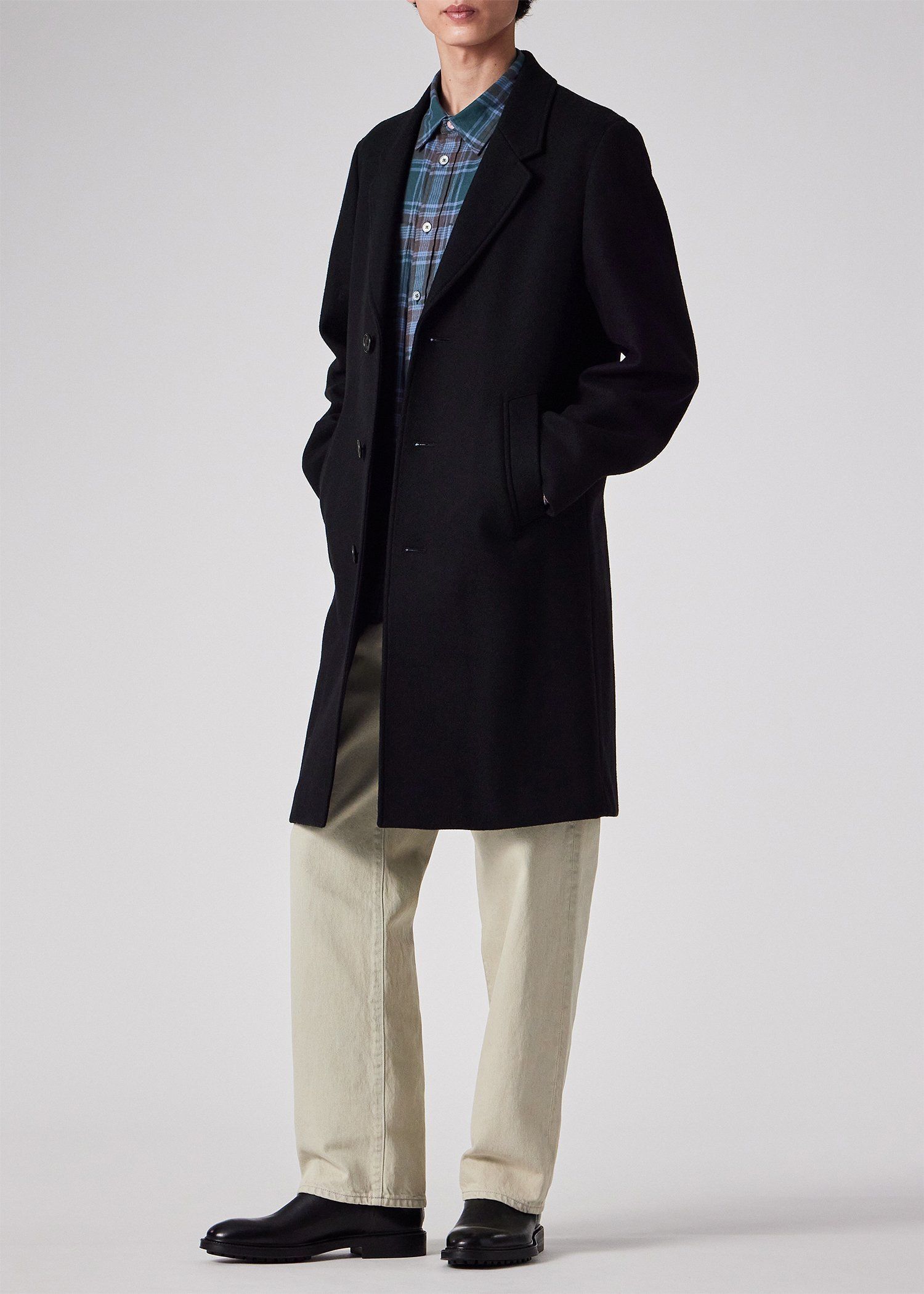 ブラッシュドメルトンツイル チェスターコート（ブラック） ｜ポール