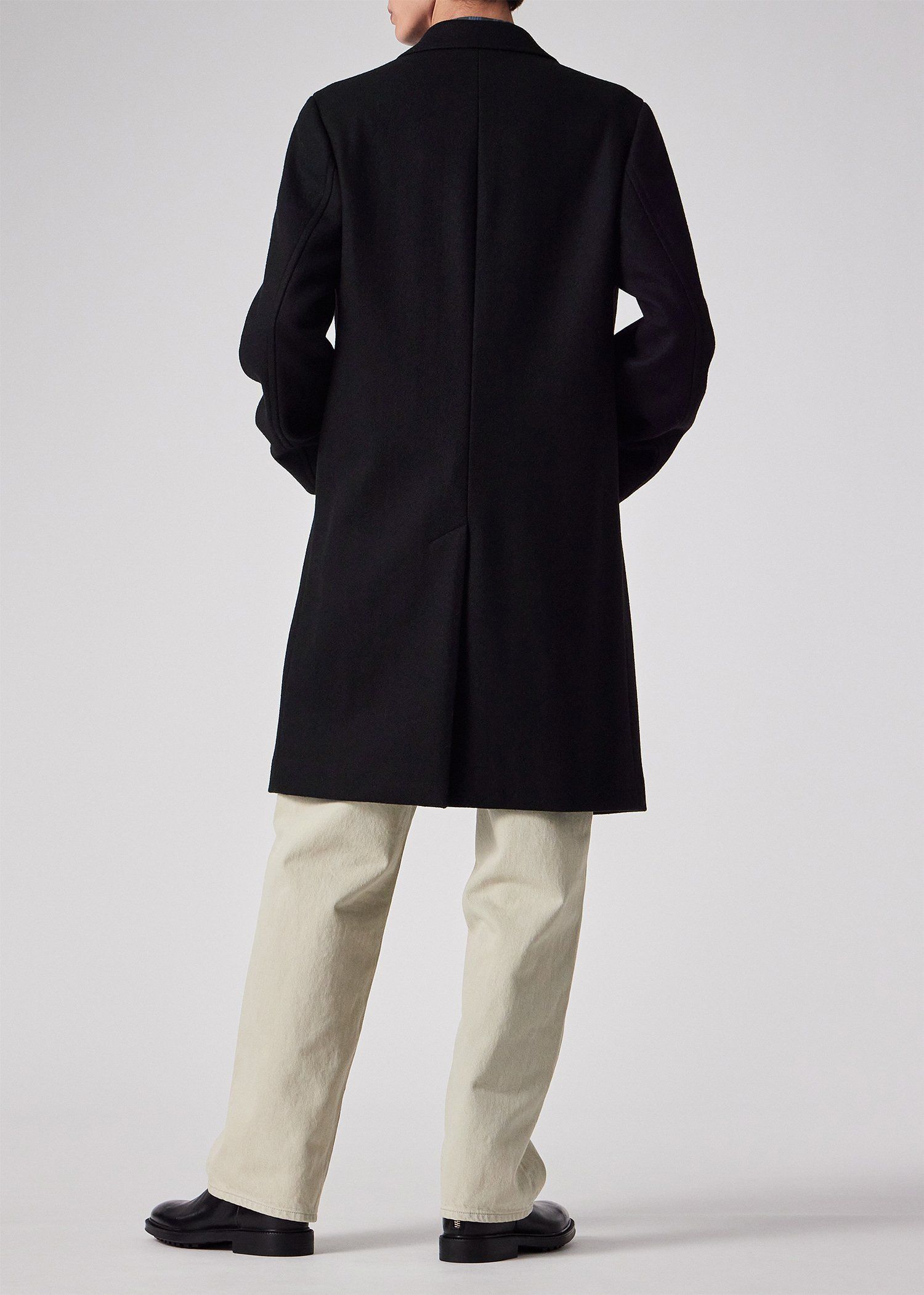 チェスターコート ブラック　PS Paul Smith ブラッシュドメルトンツイル チェスターコート（ブラック） ｜ポール