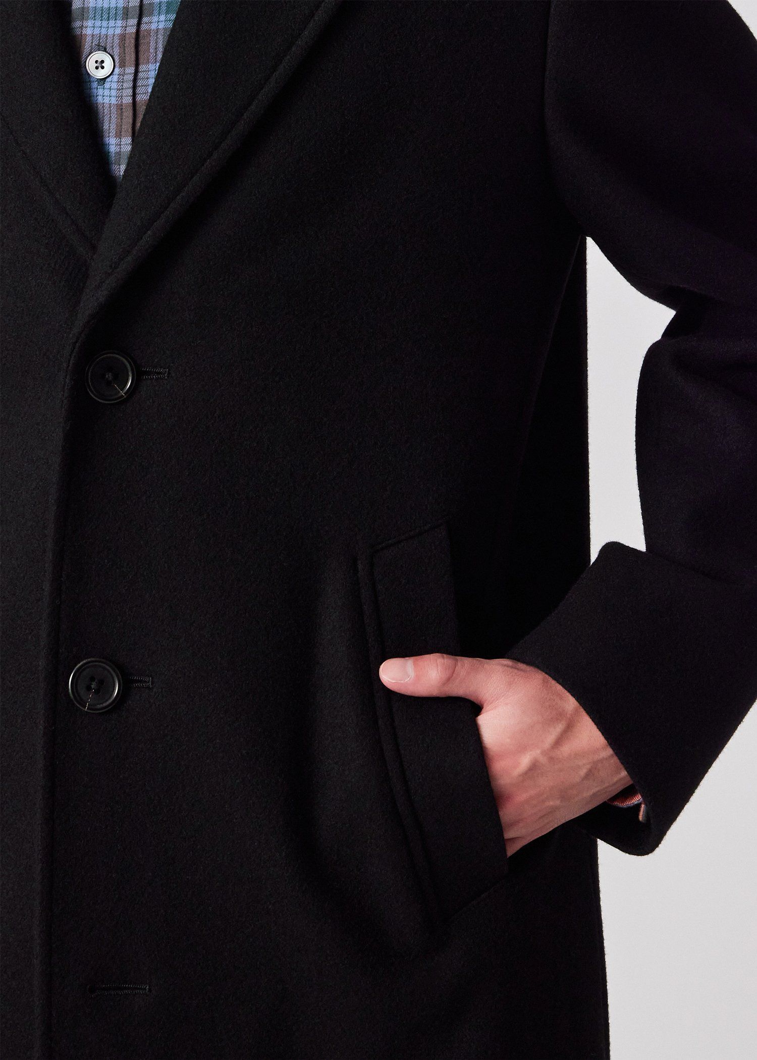 ブラッシュドメルトンツイル チェスターコート（ブラック） ｜ポール