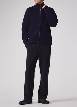コントラストカラー ジップカーディガン（ネイビー） ｜ポール・スミス