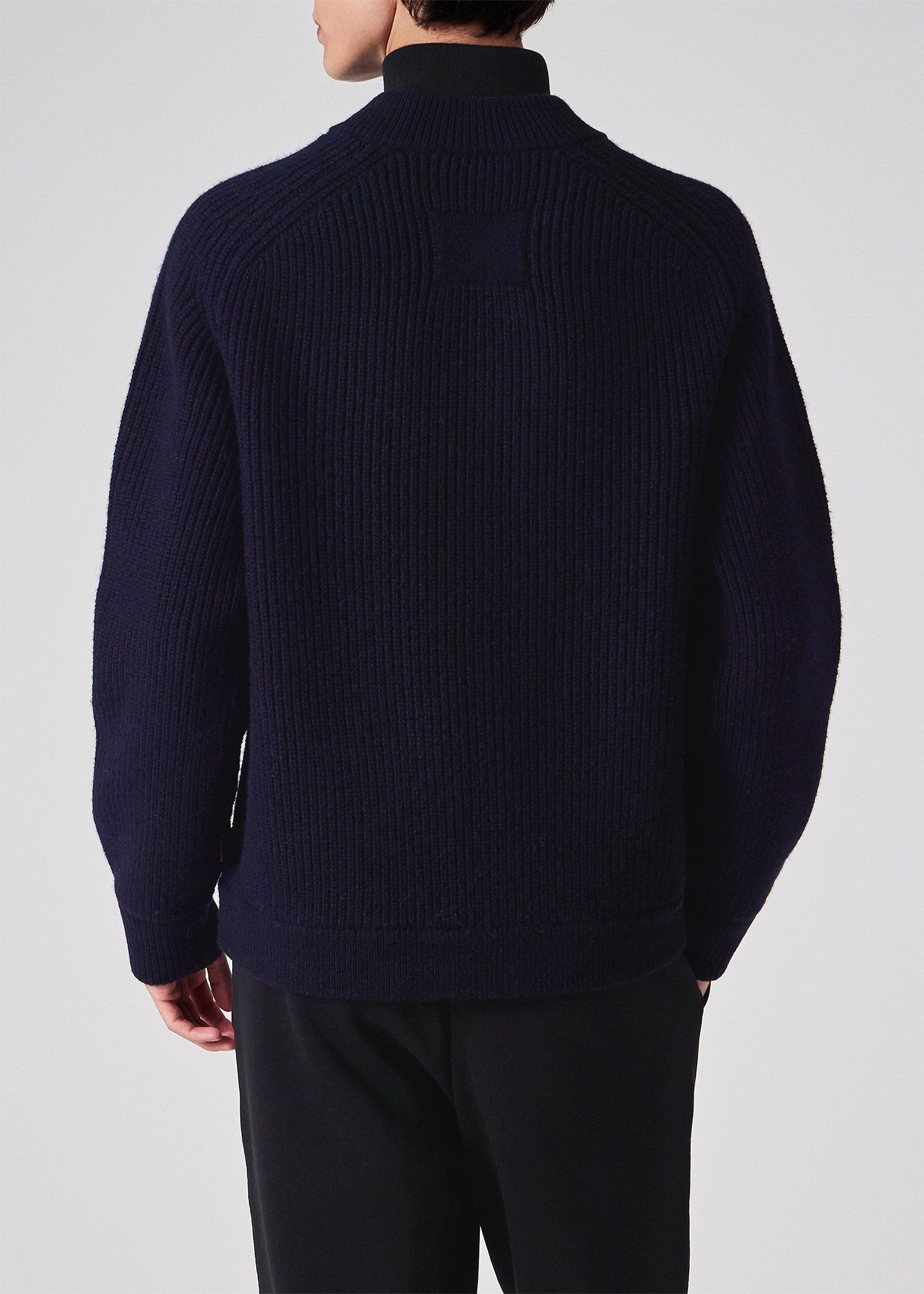 コントラストカラー ジップカーディガン（ネイビー） ｜ポール・スミス