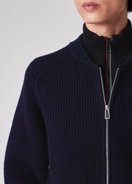 コントラストカラー ジップカーディガン（ネイビー） ｜ポール・スミス