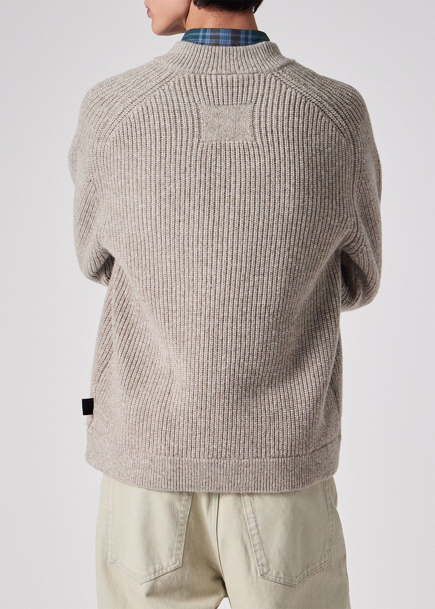 コントラストカラー ジップカーディガン