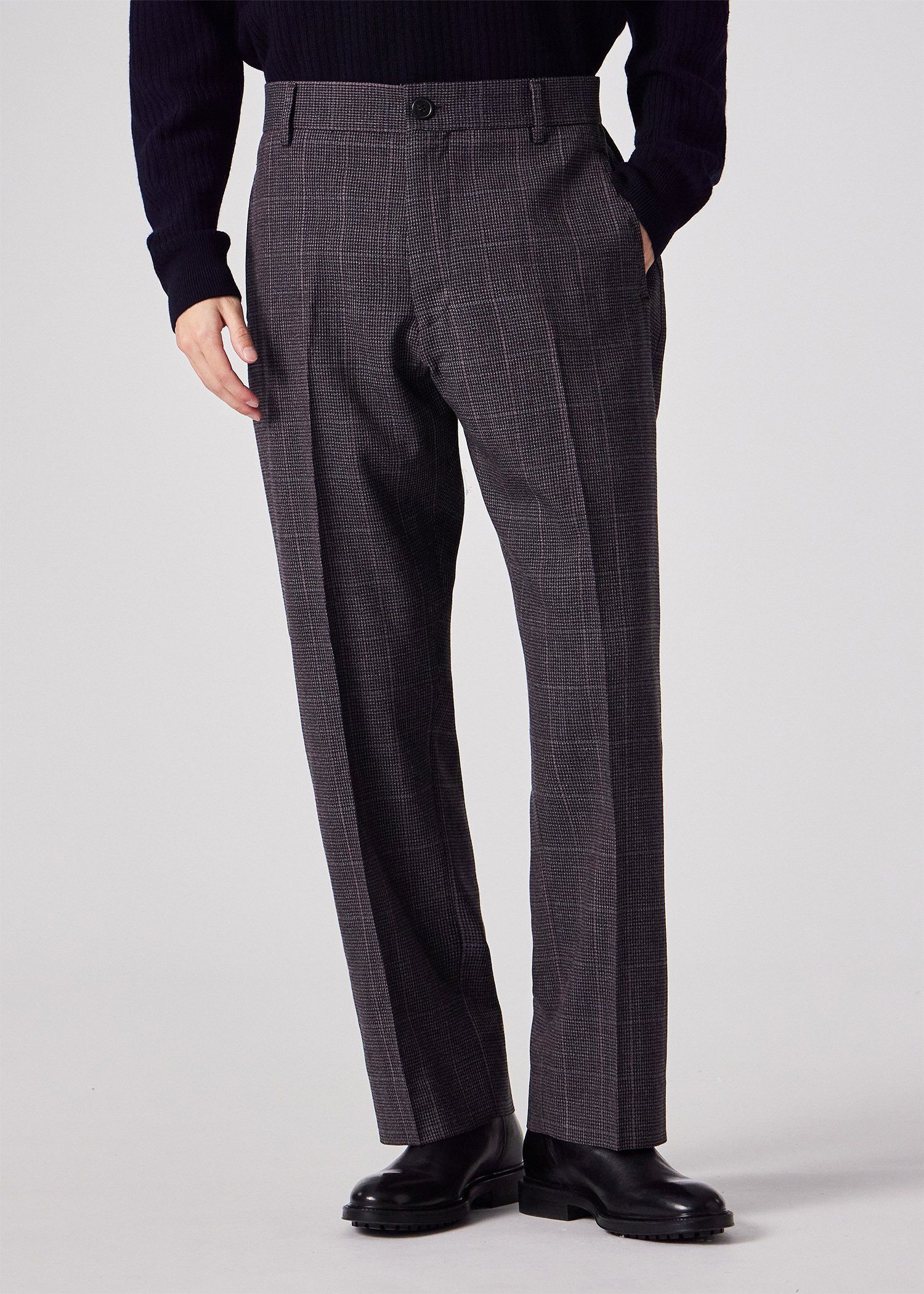 ミックスチェックウール 2タック トラウザーズ