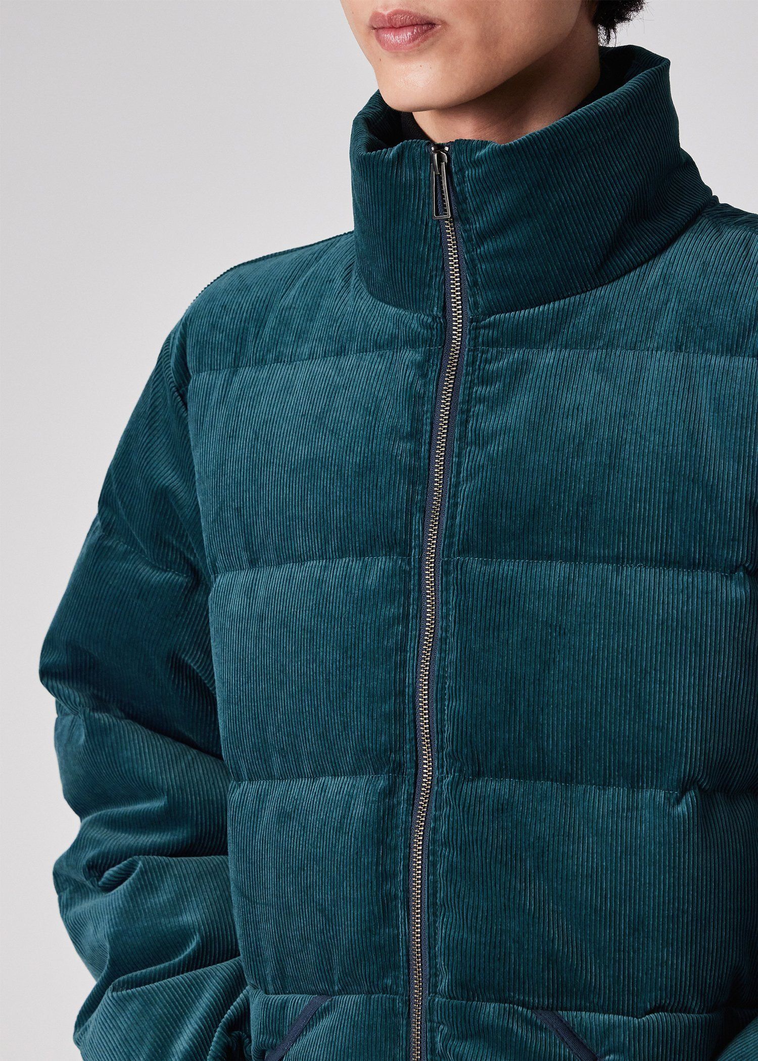 ナローウェールコーデュロイ ダウンジャケット（ターコイズ） ｜ポール