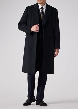 ヘリンボーン ウールカシミヤ チェスターコート（ネイビー） ｜ポール