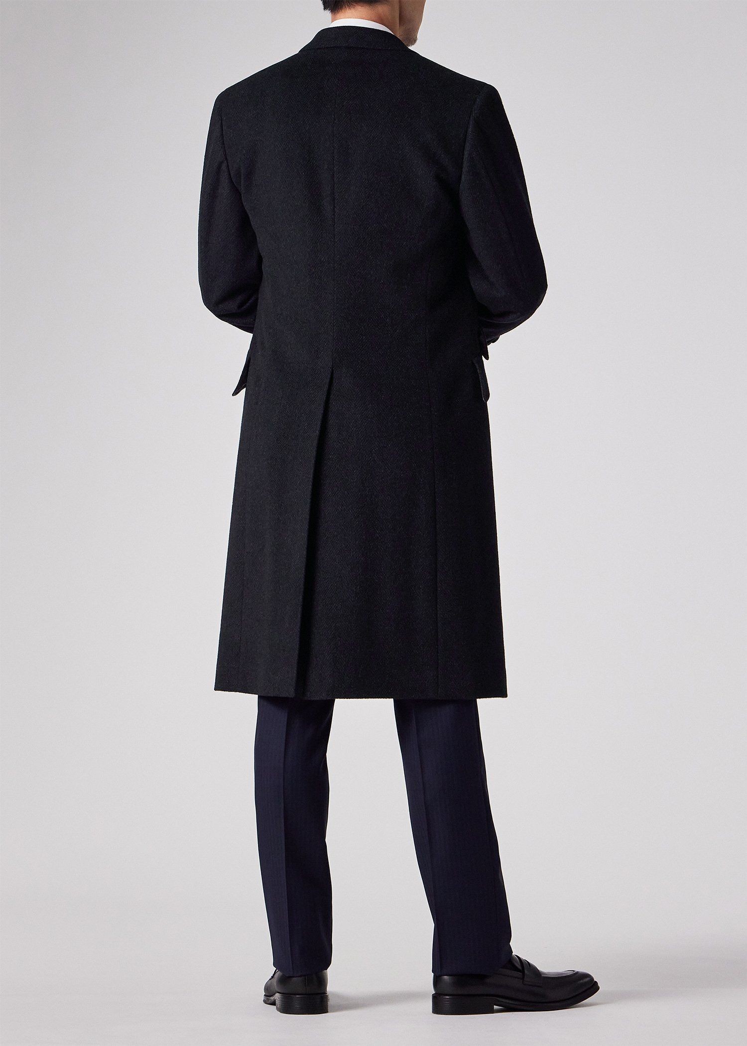 ヘリンボーン ウールカシミヤ チェスターコート（ネイビー） ｜ポール