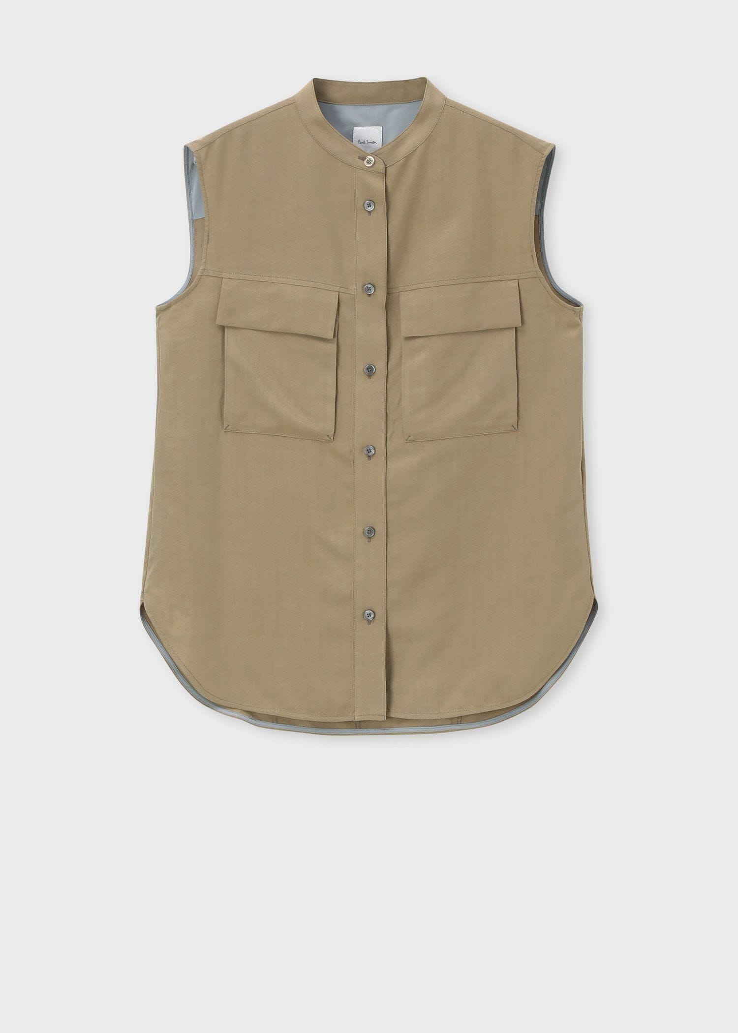 ウィメンズ レーヨンドレープ ノースリーブ シャツ