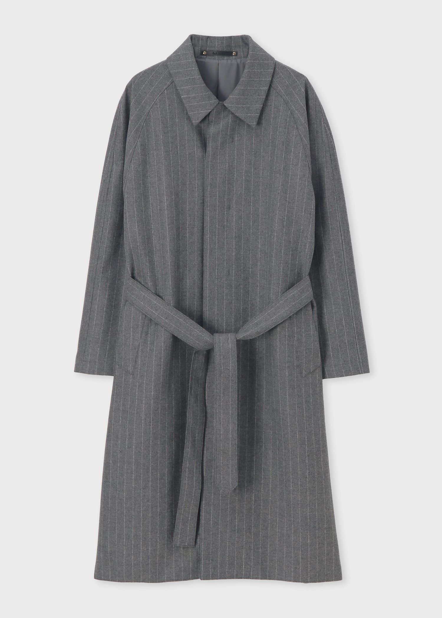 チョークストライプ ロングステンカラーコート（グレー） ｜ポール・スミス