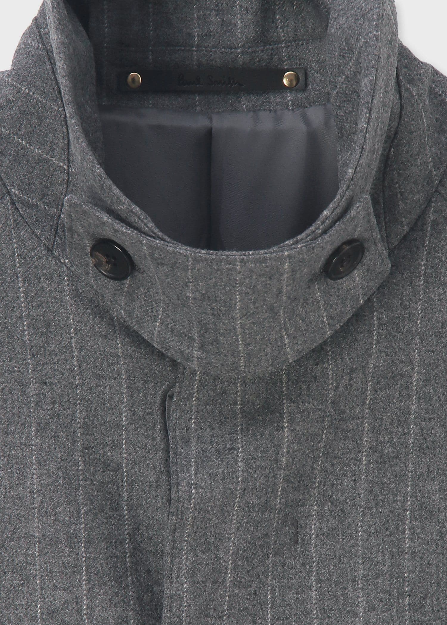 チョークストライプ ロングステンカラーコート（グレー） ｜ポール・スミス