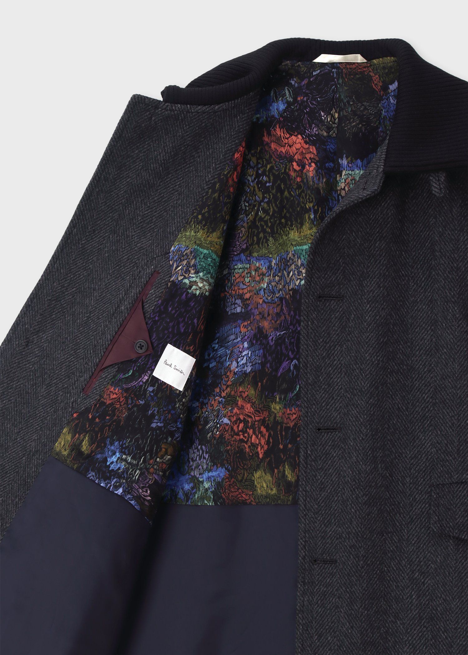 ヘリンボーンカシミヤ ドンキーコート（グレー） ｜ポール・スミス