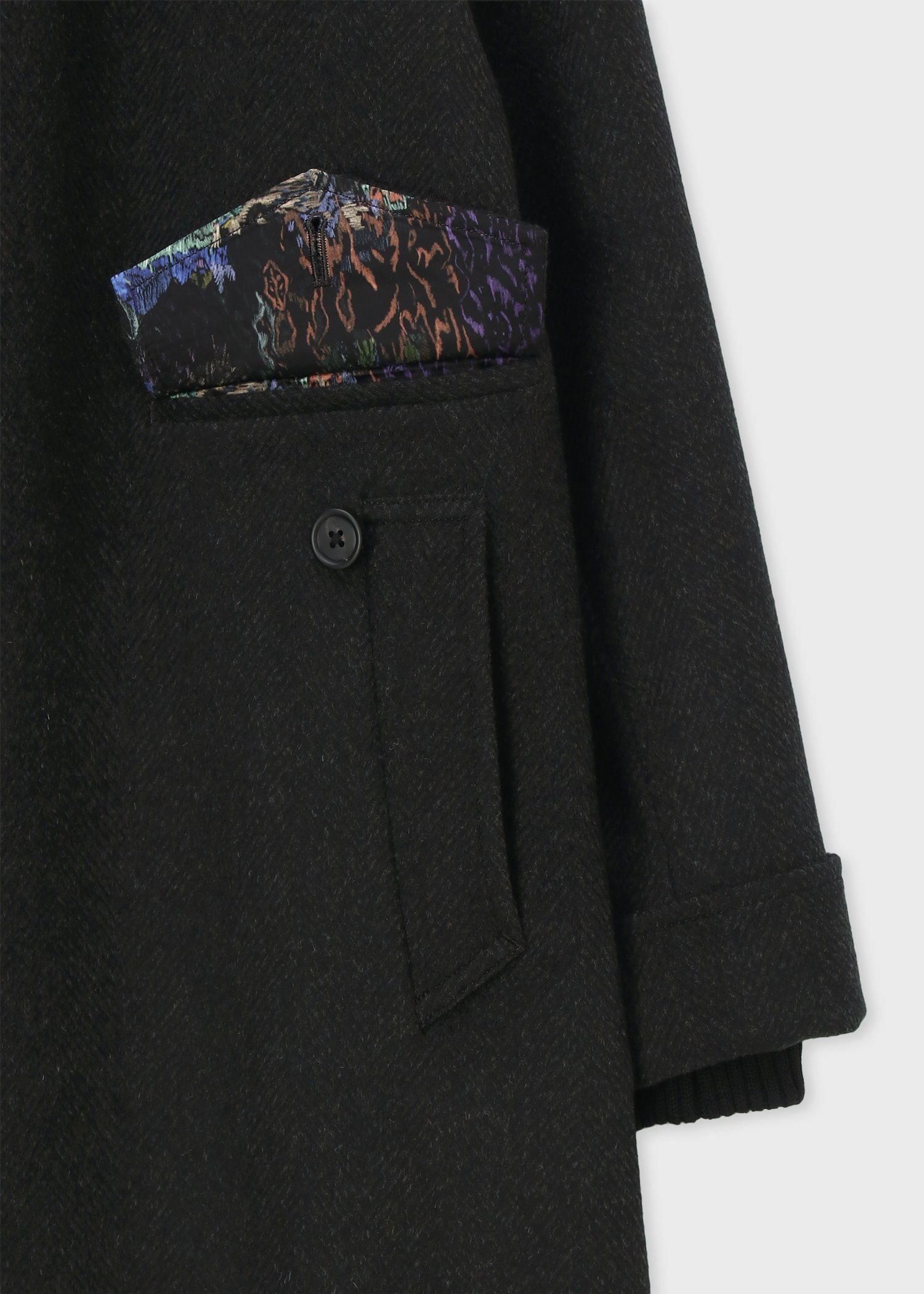 ヘリンボーンカシミヤ ドンキーコート（ダークグリーン） ｜ポール・スミス