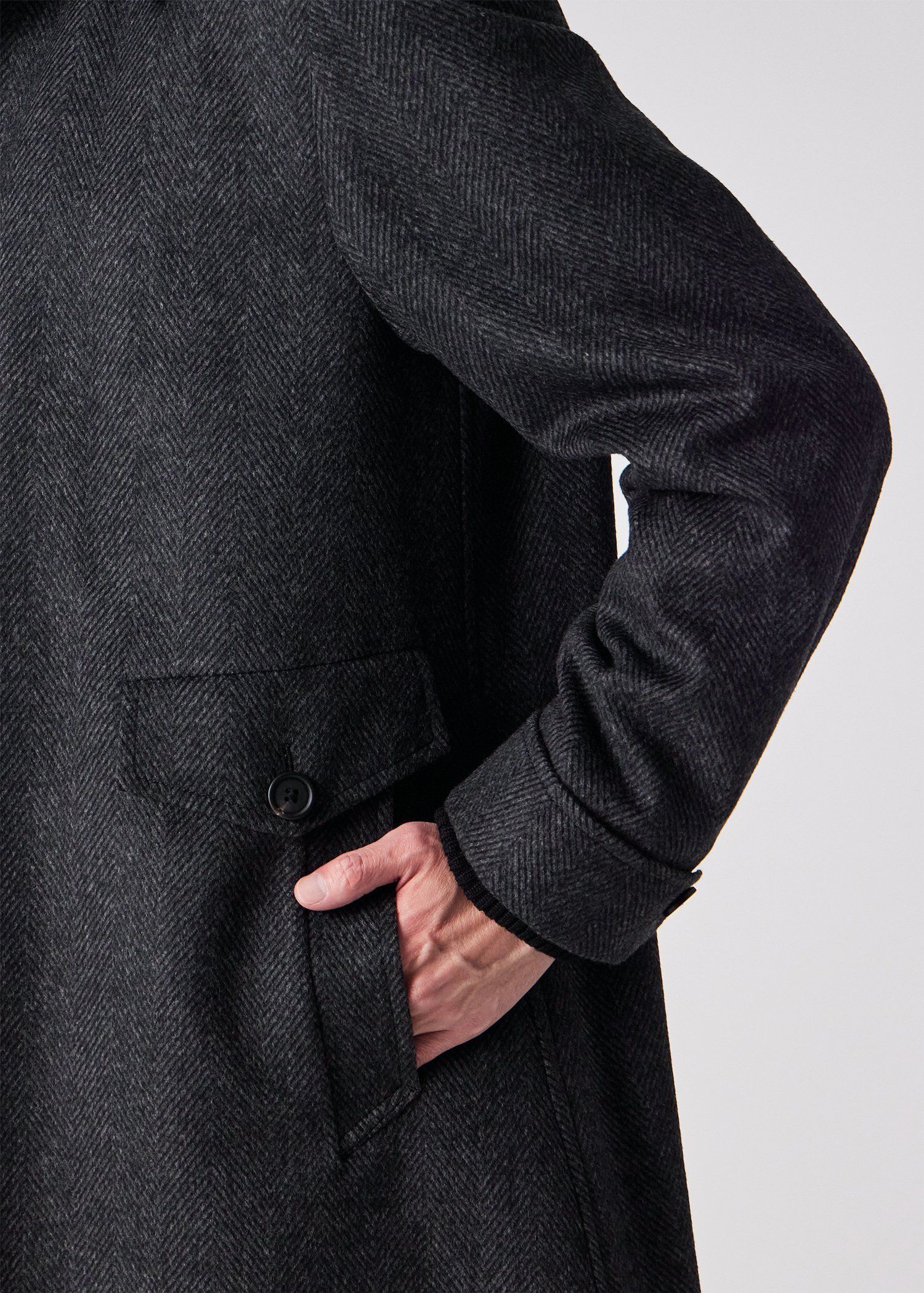 ヘリンボーンカシミヤ ドンキーコート（グレー） ｜ポール・スミス