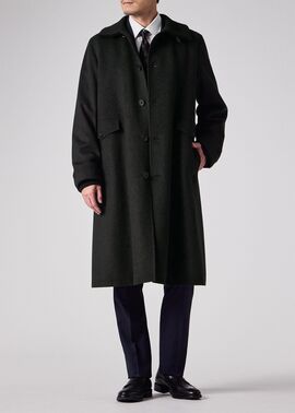 ポールスミス ロングコート　ムーン社 ヘリンボーン サイズ40 ヘリンボーンカシミヤ ドンキーコート（ダークグリーン） ｜ポール・スミス