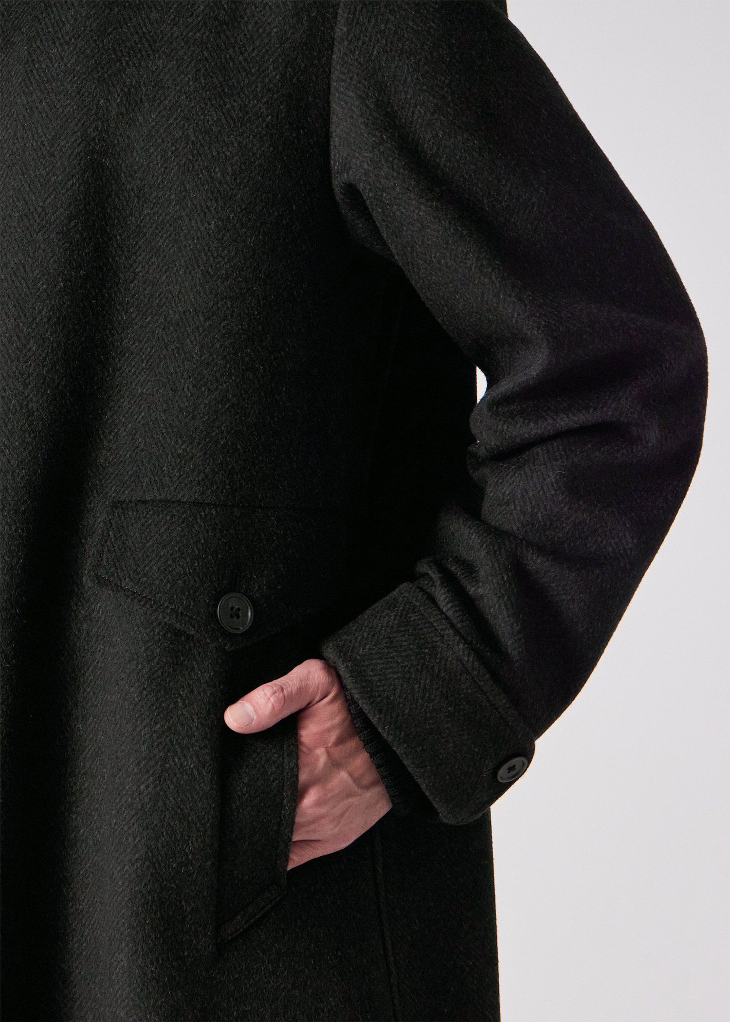 ヘリンボーンカシミヤ ドンキーコート（ダークグリーン） ｜ポール・スミス