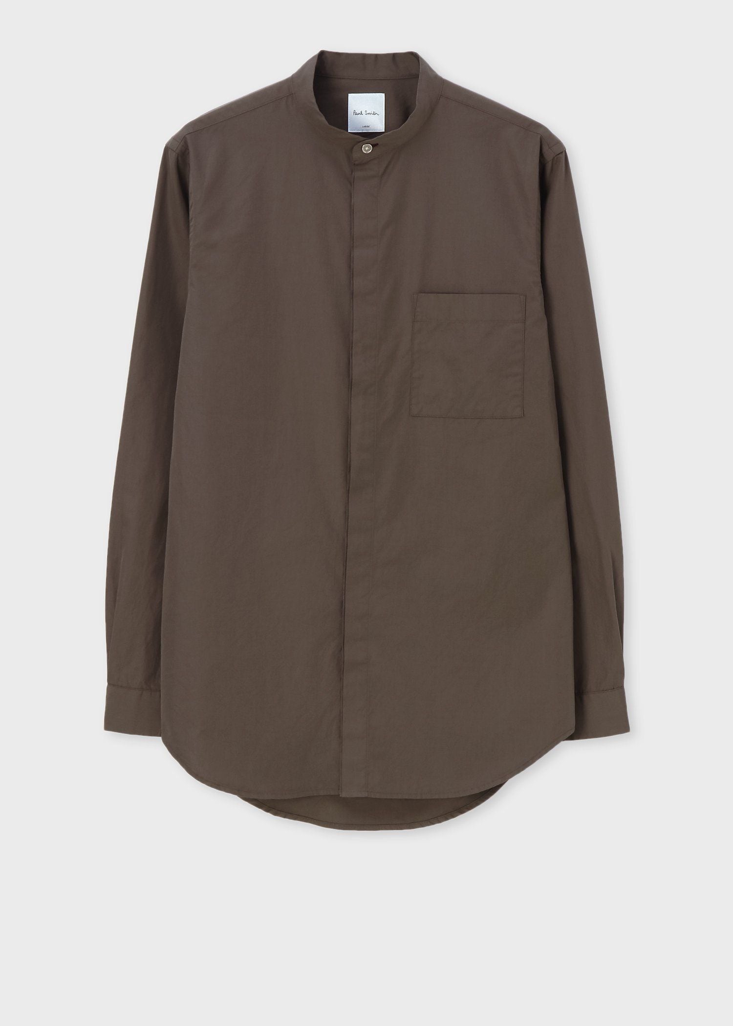 コットンブロード バンドカラーシャツ