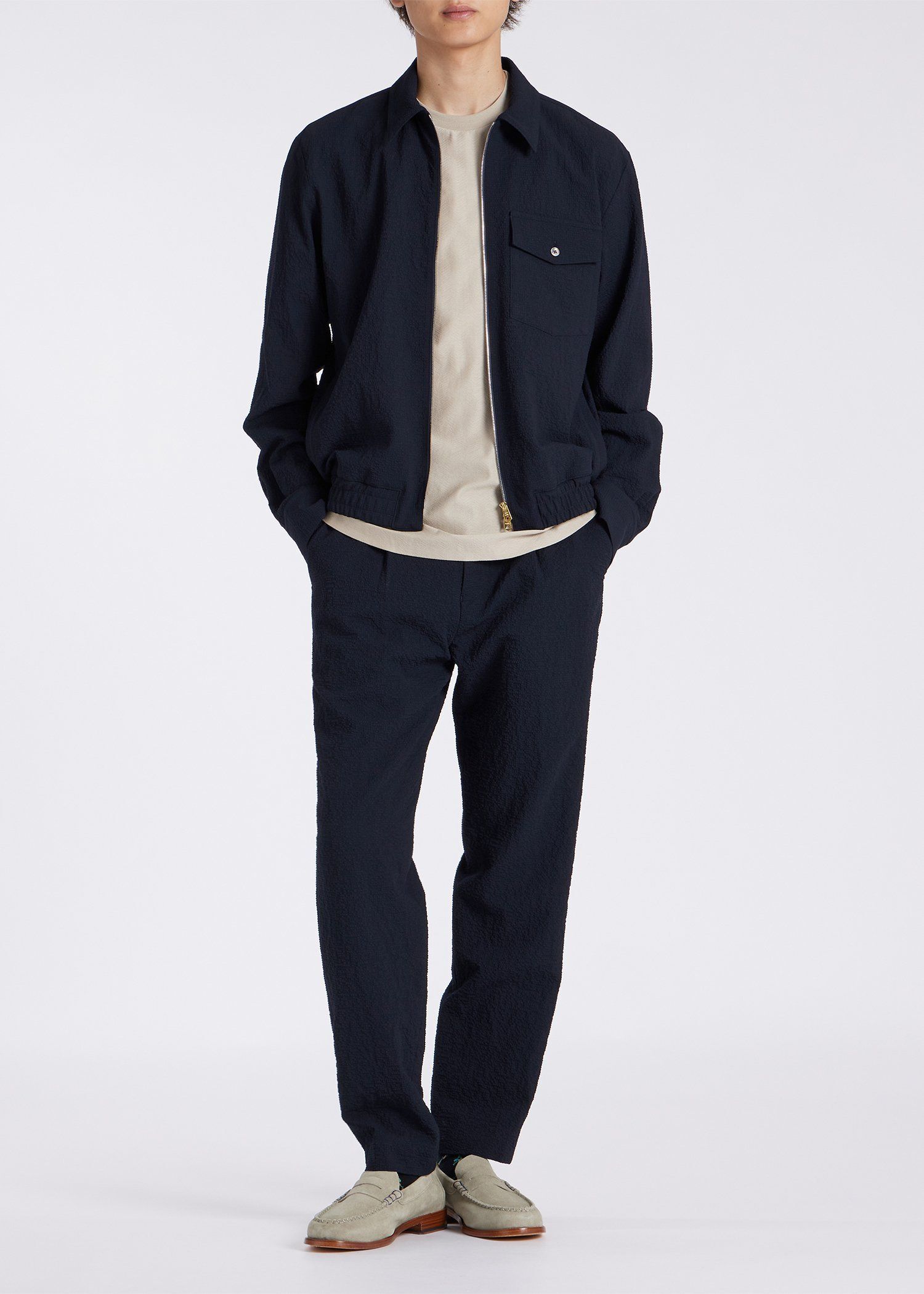 ウールシアサッカー ショートブルゾン