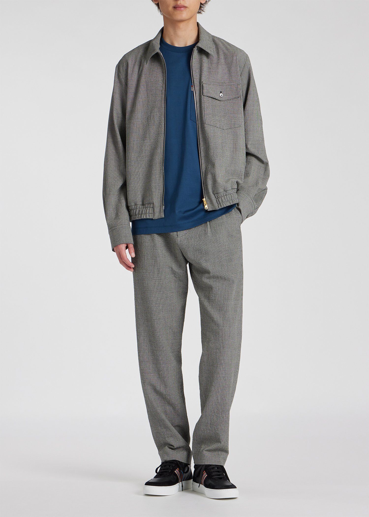 ウールシアサッカー テーパードトラウザーズ