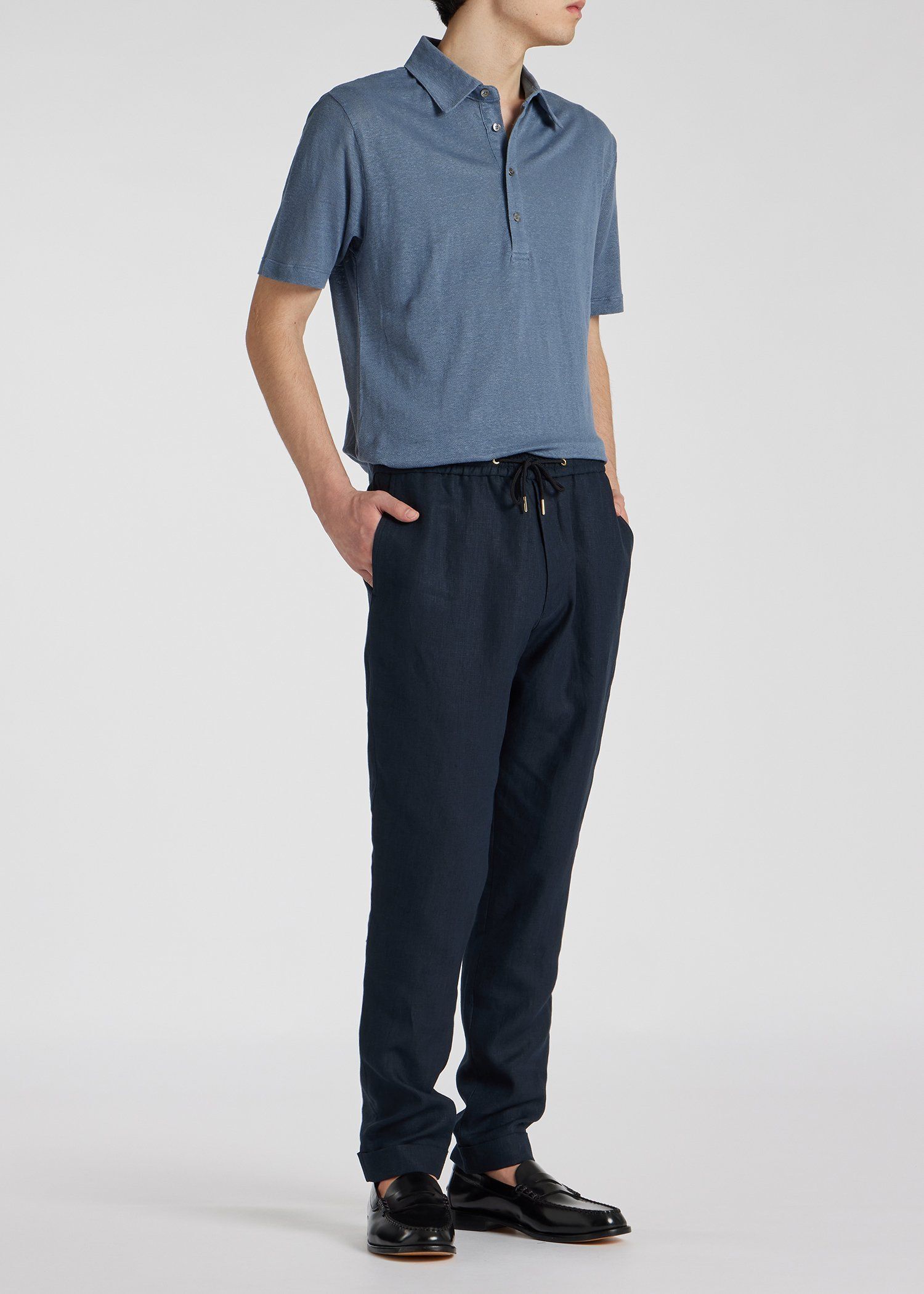 カラーリネン ポロシャツ