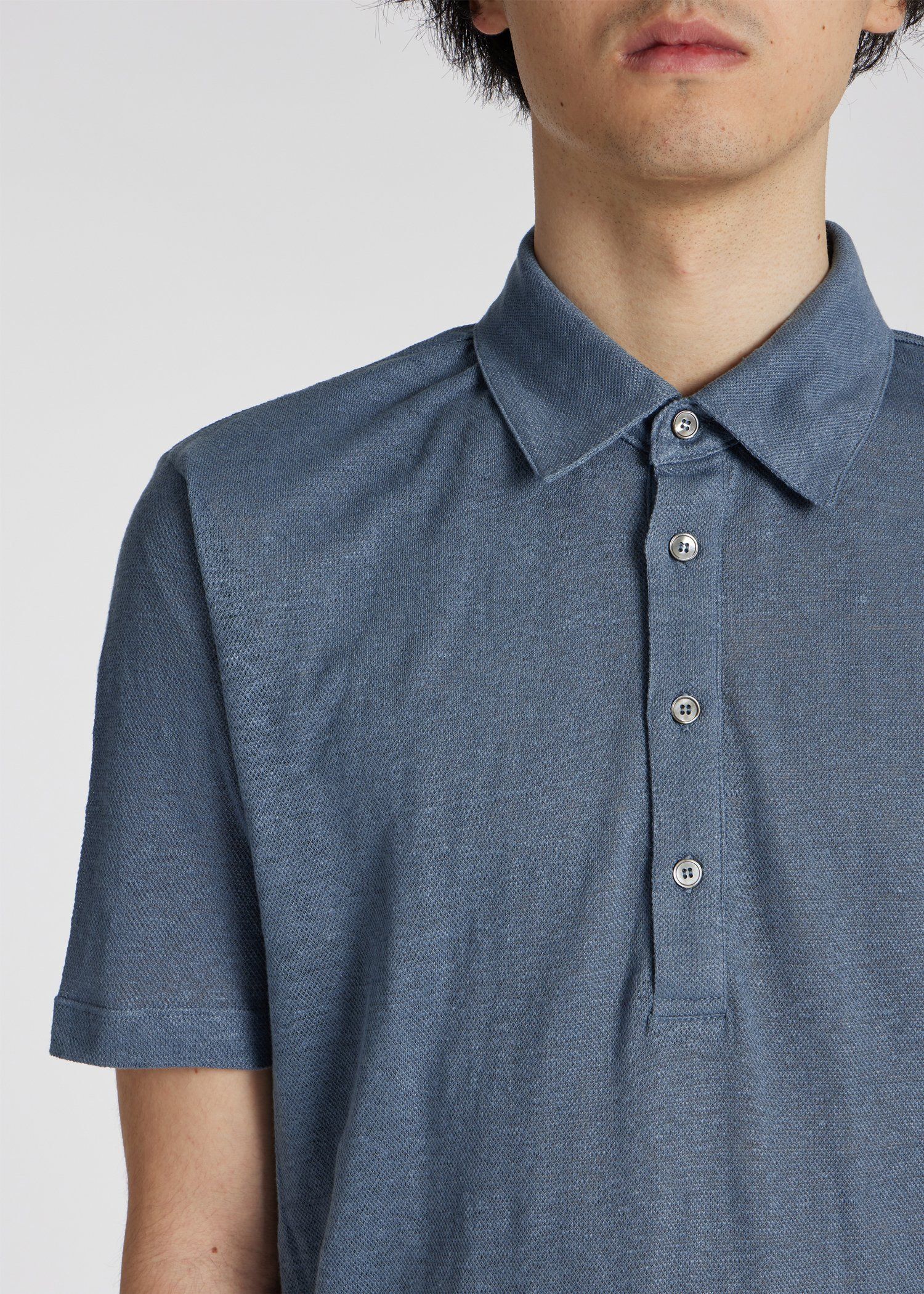 カラーリネン ポロシャツ