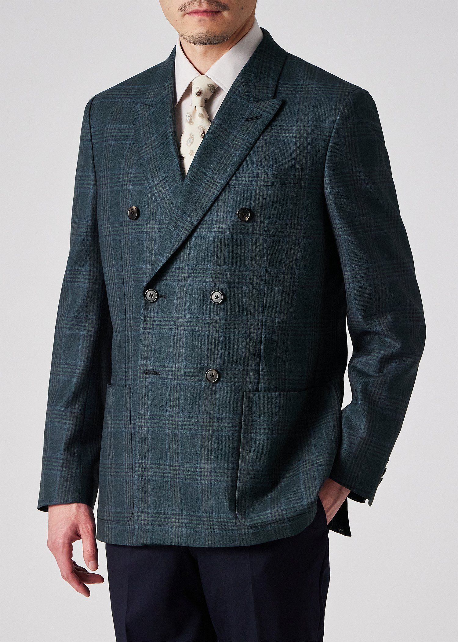 トーナルチェック ダブルブレスト ジャケット